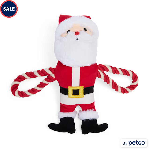 Merry Makings Santa Plush Rope Tennis Ball Dog Toy, Large | Petco