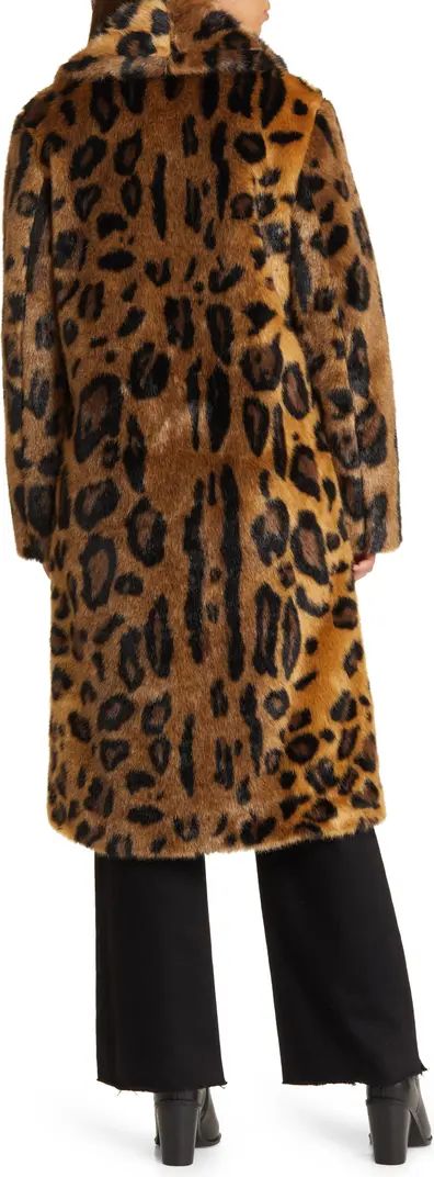 Leopard Print Shawl Collar Faux Fur Coat | Nordstrom