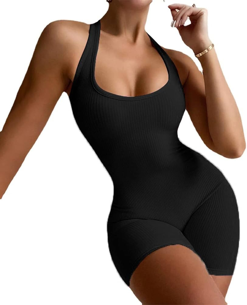 Macacão Esportivo de Peça única, Calça Curta Confortável Sem Mangas Feminino para Fitness In... | Amazon (BR)