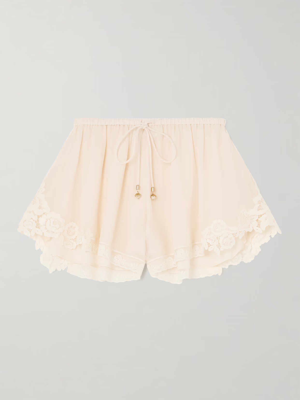 Zimmermann - Awaken Lace-trimmed Cotton And Silk-blend Crepe De Chine Shorts - Cream | NET-A-PORTER (US)