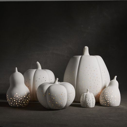 Pierced Porcelain Pumpkins & Gourds | West Elm (US)