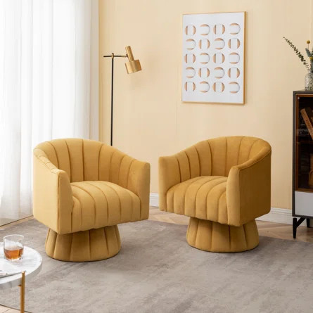 Murrow Velvet Swivel Barrel Chair | Wayfair North America