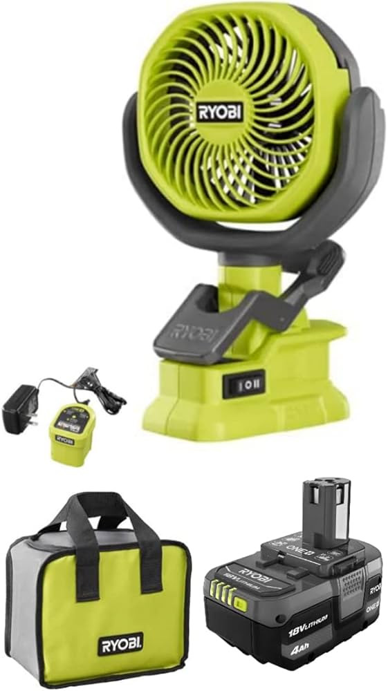 Ryobi 18-Volt Personal Battery Powered Adjustable Tilt Clip Fan Kit with 4.0 Ah Battery, Charger ... | Amazon (US)