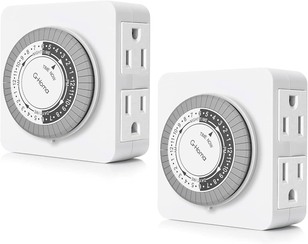 G-Homa Timer Outlet Electric Indoor with 2 Grounded Outlet,Plug-in 24-Hour Mechanical Timers,Dail... | Amazon (US)