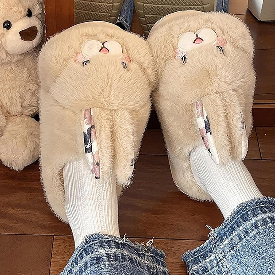 Plush animal home slippers, soft plush shoes, non-slip sole, indoor and outdoor walking, rebound ... | Amazon (US)