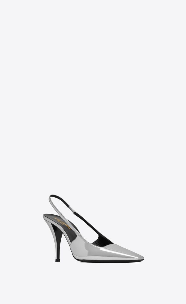 Slingback pumps with a setback stiletto heel, square-cut vamp and elasticized slingback strap, fe... | Saint Laurent Inc. (Global)