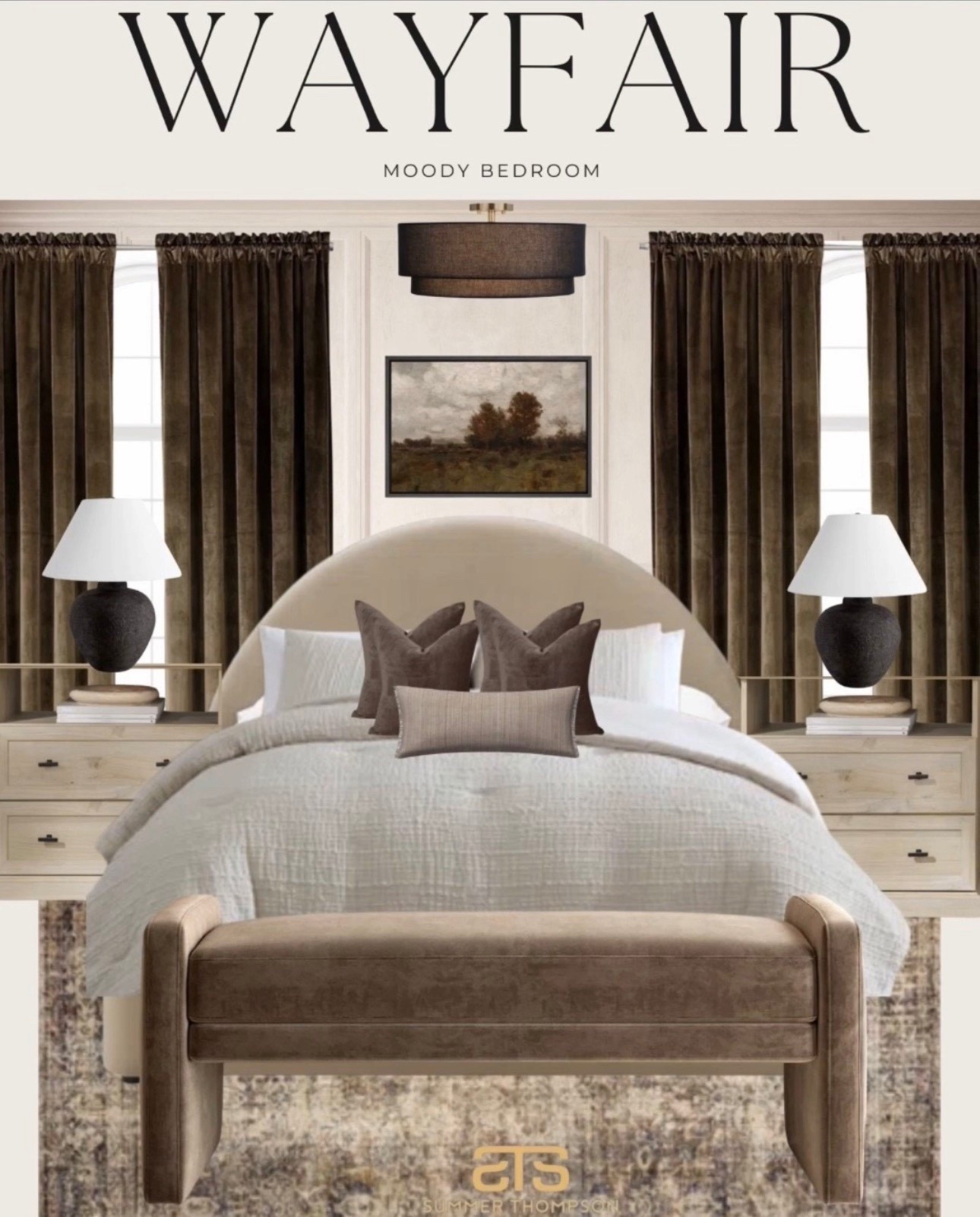 Moody, cozy, and timeless ✨ This Wayfair bedroom setup is all about layering rich textures, warm tones, and elevated details. From the plush bedding to the statement velvet curtains, every piece creates that serene yet sophisticated vibe.

#WayfairBedroom
#MoodyBedroomDesign
#NeutralHomeDecor
#BedroomInspo2025
#WayfairHome
#CozyMinimalist
#InteriorDesignOnABudget
#EarthToneBedroom
#WayfairFinds
#HomeStyleFavorites



#LTKFindsUnder50 #LTKFindsUnder100 #LTKHome