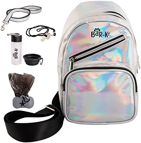 Holographic Reflective Puppy Dog Walking Accessories -7 Pc Crossbody Bag Training Treat Pouch, Leash | Amazon (US)