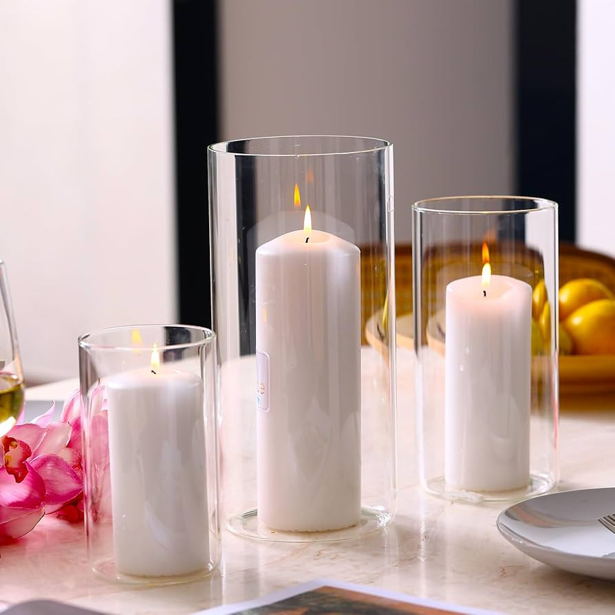 PHOSPHOR Hurricane Candle HoldersFor Pillar Candle Clear Glass Cylinder Centerpieces Vases Table ... | Amazon (US)