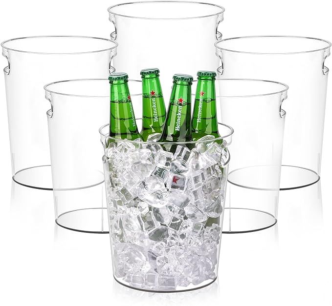 6 Pack Ice Bucket, Plastic Wine Chiller for Champagne, Beverage, Soda and Beer, Wine Bottle Coole... | Amazon (US)