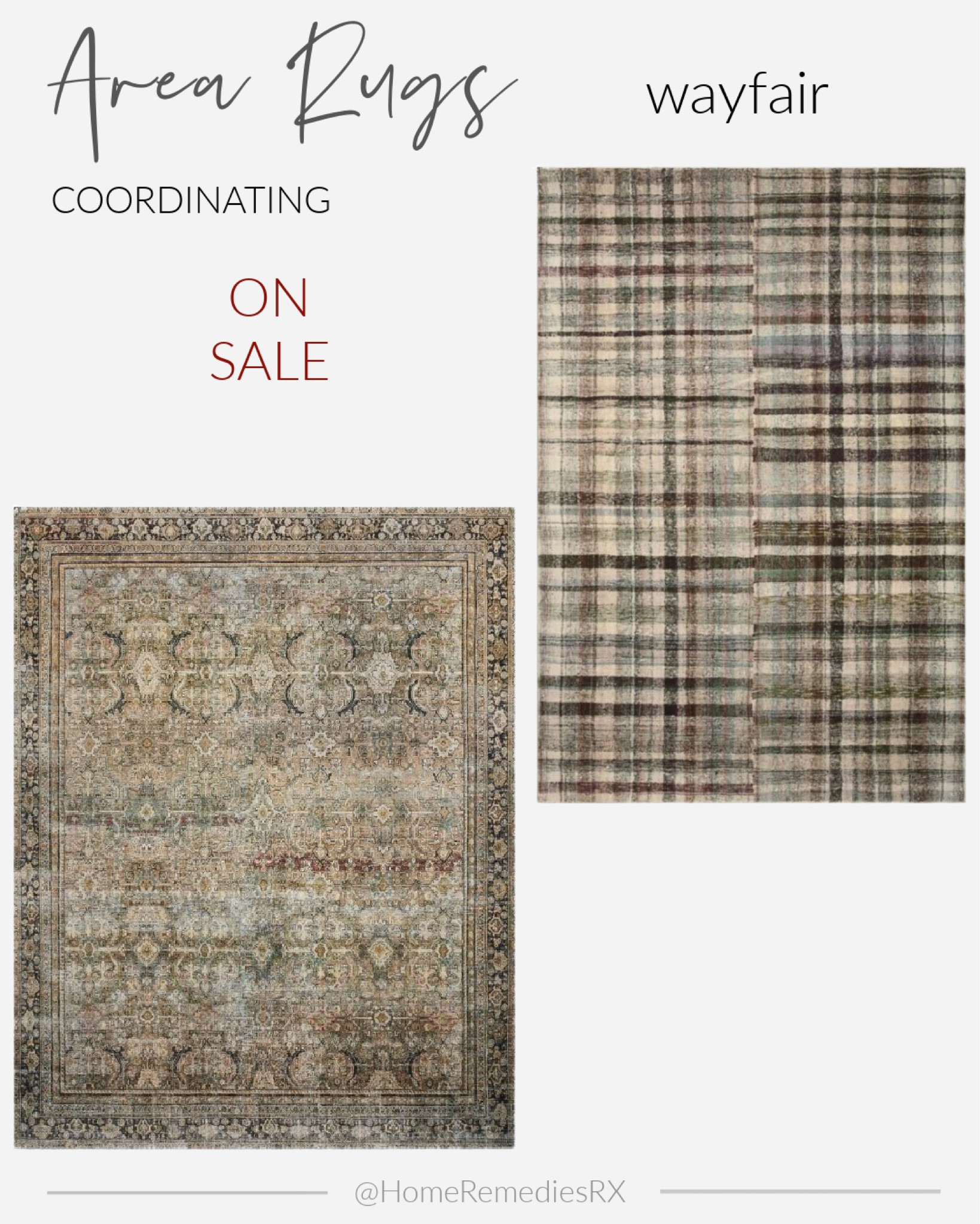 Coordinating vintage style area rugs -  Loloi, Chris Loves Julia, Family Room, Living Room, Dining Room, Den, Bedroom, Entryway, Modern Farmhouse, Cottage, Contemporary 

#LTKhome #LTKsalealert #LTKSale