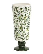 13.5in Bird Toile Pedestal Ceramic Vase | TJ Maxx