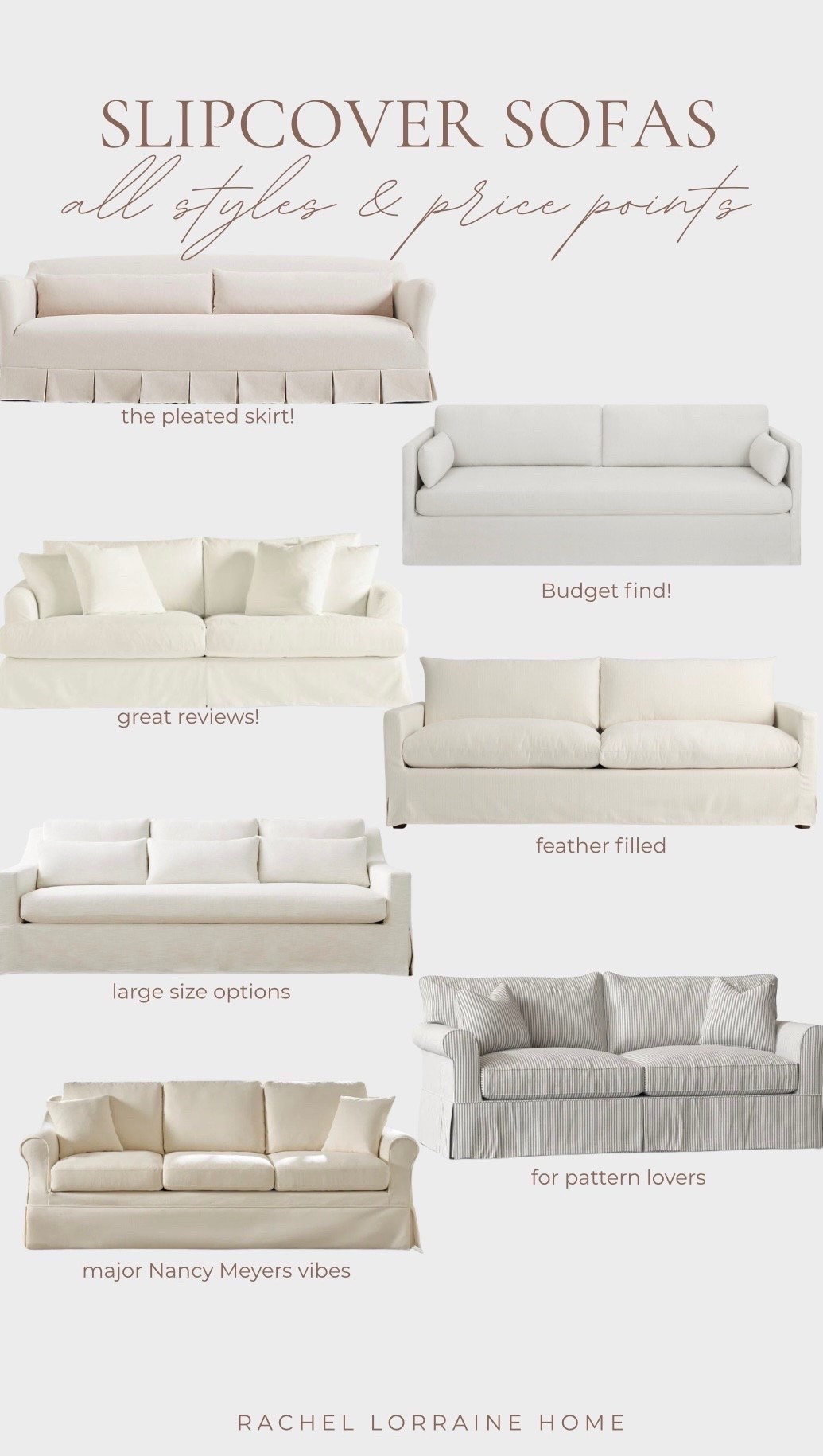 Slipcover Sofa Round-Up 🤍

Slipcover sofas are one of those timeless pieces that never go out of style. They instantly bring a cozy, relaxed feel to a space while still looking polished and classic.

Whether your style leans traditional, coastal, modern farmhouse, or classic, a slipcovered sofa can fit right in. I rounded up some of my favorite options that offer that effortless, Nancy Meyers-inspired look we all love. Best of all, many of these are available in multiple fabric and color options so you can find the perfect fit for your home.

#NancyMeyersStyle #LTKHome #HomeDecor #SlipcoverSofa #LivingRoomInspo #CozyHome #TimelessStyle

#LTKHome