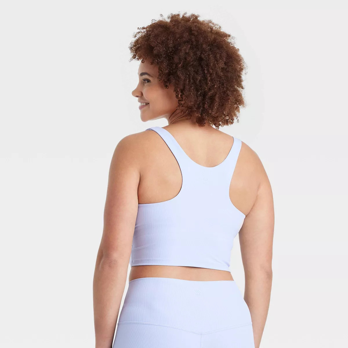 Women's Everyday Soft Light Support Ribbed Square Neck Cropped Sports Bra - All In Motion™ | Target