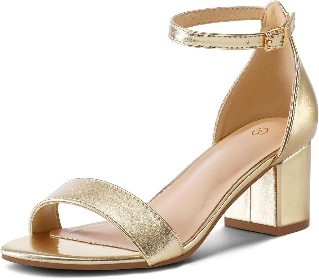 mysoft Women's Chunky Low Heels Open Toe Block Heeled Dress Ankle Strap Pump Wedding Sandals | Amazon (US)