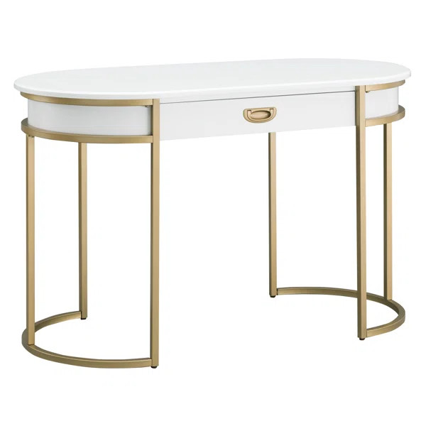 Mixed Manufactured Wood and Metal Oval Desk | Wayfair North America