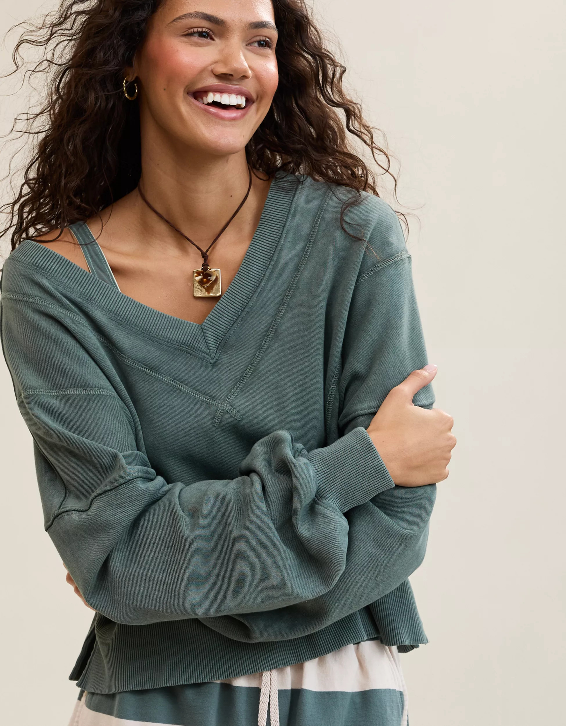 Aerie Go-To V Neck Sweatshirt | Aerie