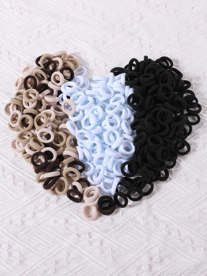 300pcs Girls Solid Color Simple Elastic Hair Ties Suitable For Daily Life | SHEIN