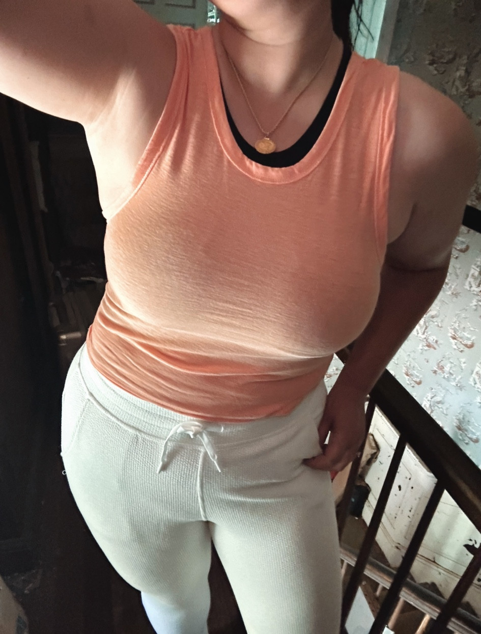 Comfy outfit. 

#freepeople #tanktop #whitesweatpants 

#LTKfindsunder50 #LTKfindsunder100