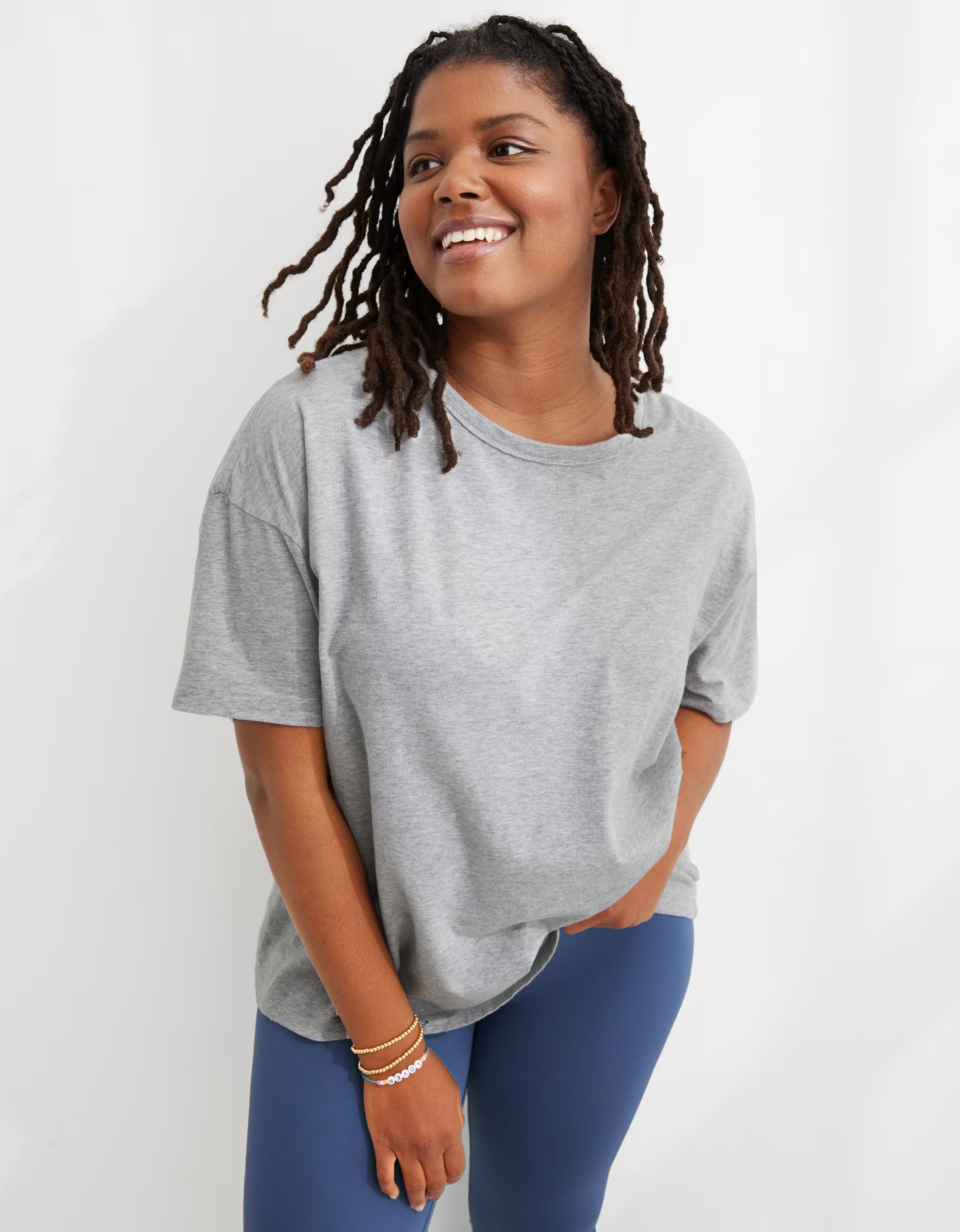 Aerie Distressed Oversized Boyfriend T-Shirt | Aerie