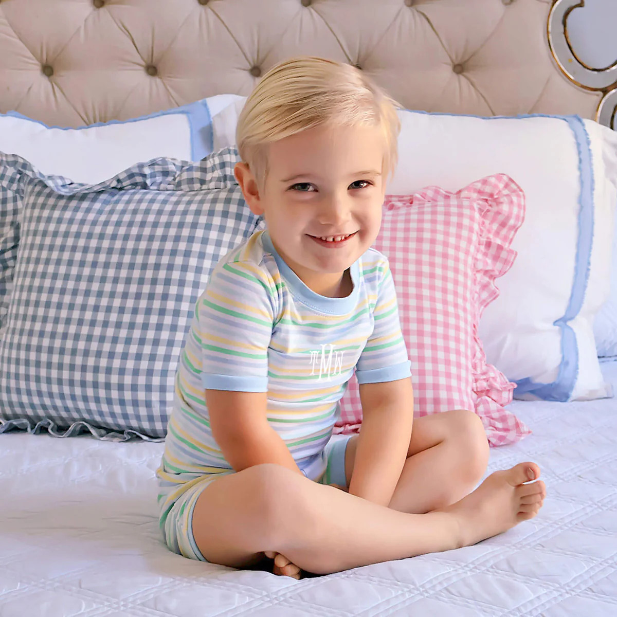 Pastel Blue Stripe Short Pajamas | Classic Whimsy