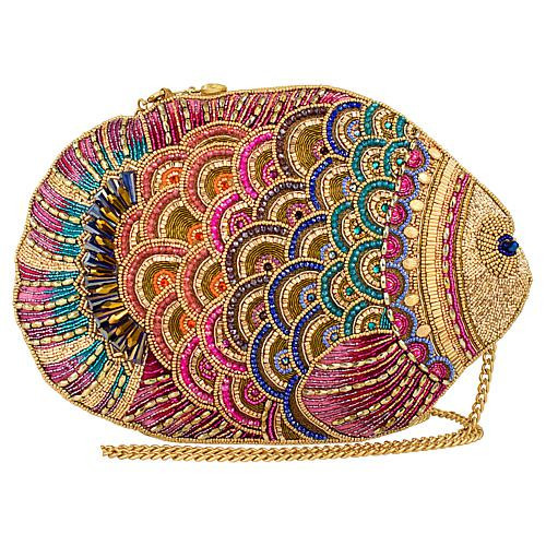 Mary Frances Rainbow Fish Hand-Beaded Crossbody Handbag | HSN