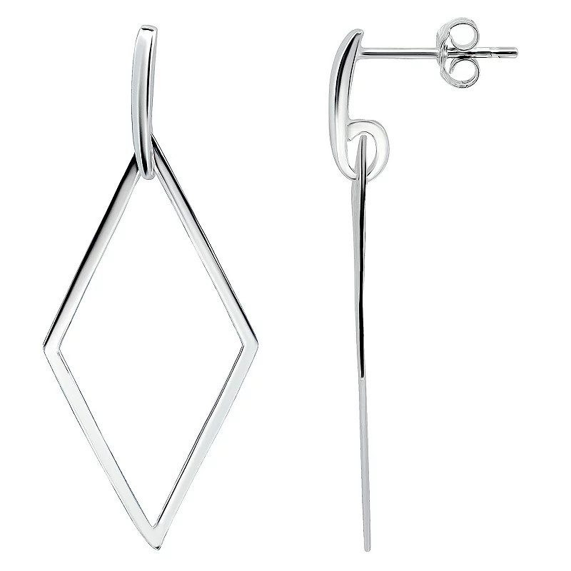 Aleure Precioso Sterling Silver Open Diamond Shaped Drop Earrings, Women's, Silver Tone | Kohl's