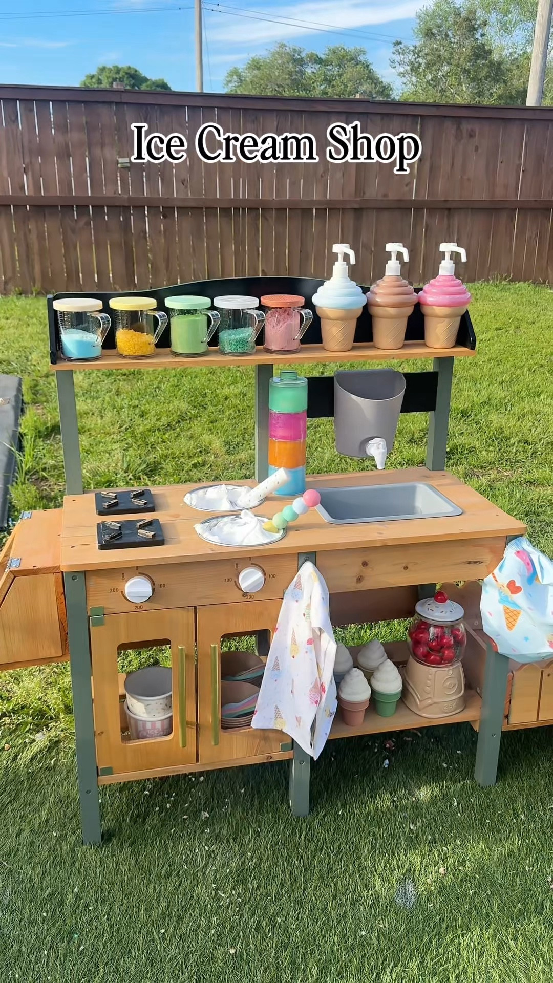 Sensory ice cream activities in the mud kitchen for the kids! 

#LTKKids #LTKmomlife