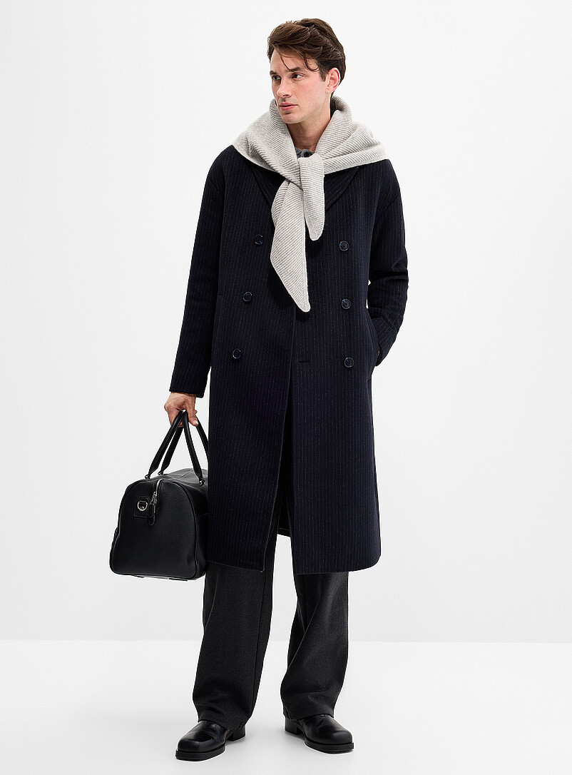 Striped double-breasted overcoat | Simons