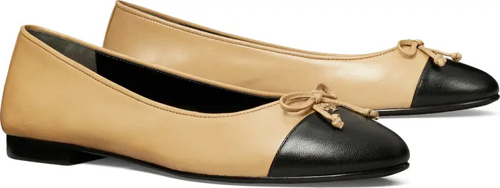 Tory Burch Bow Logo Cap Toe Ballet Flat (Women) | Nordstrom | Nordstrom