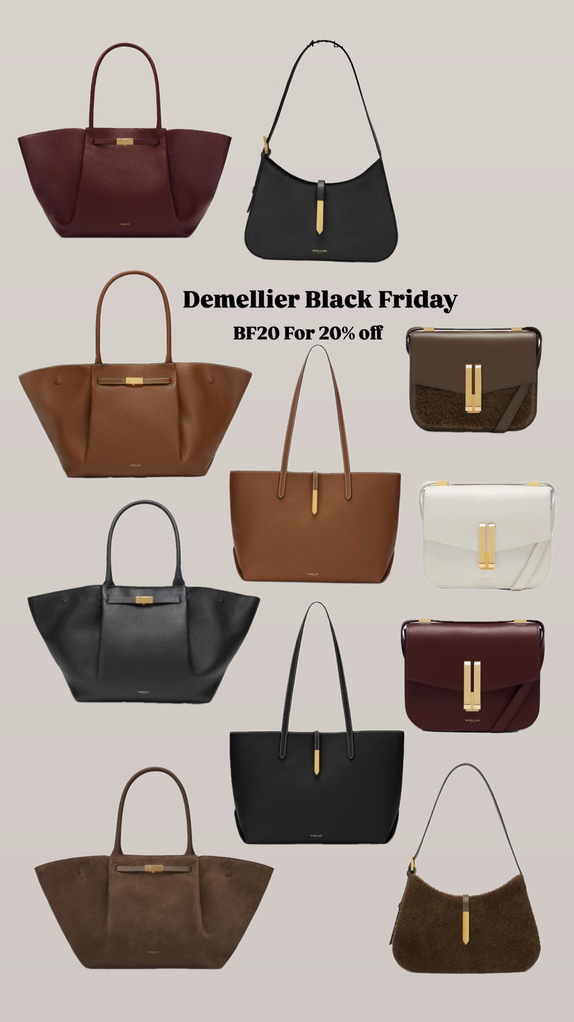 DEMELLIER BLACK FRIDAY ✨🎁

Designer bags, affordable bags, burgundy bags, luxury bags 

#LTKuk #LTKCyberWeek #LTKwinter