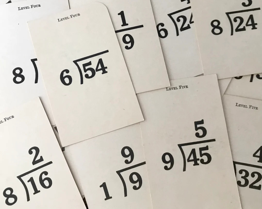 Vintage Math Flash Cards in Black and Cream, 10 Division Cards for Junk Journaling or Making Tags... | Etsy (US)