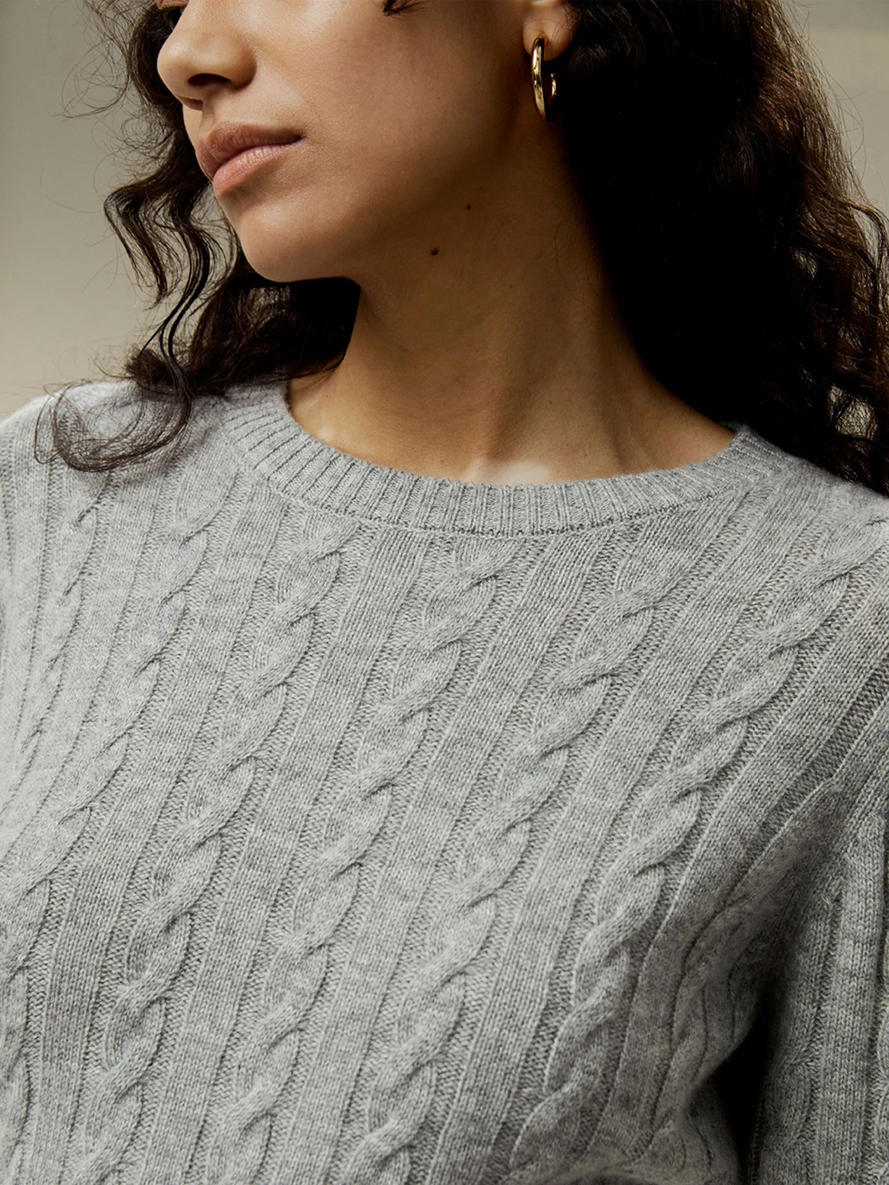 Classic Cable Knit Sweater with Ribbed Edges | LilySilk