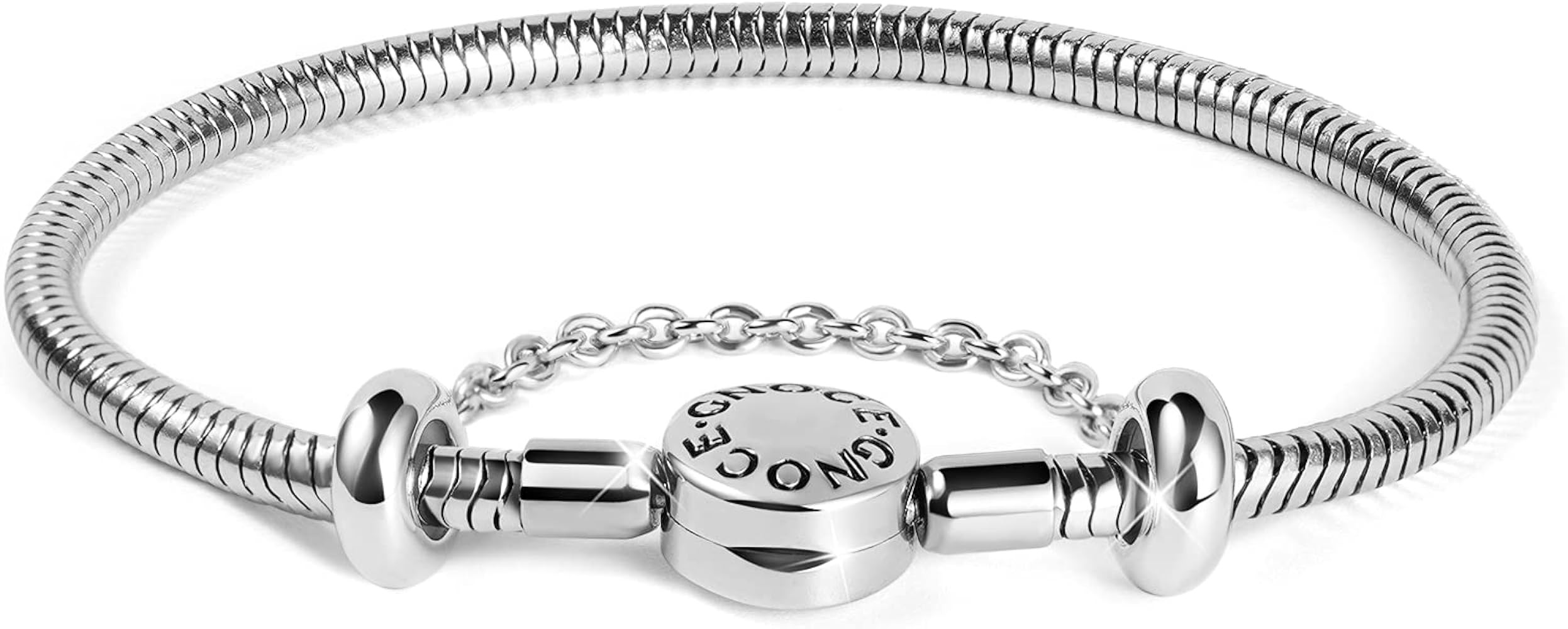 GNOCE Charm Bracelet With Safety Chain Stainless Steel Snake Chain Metal Basic Charm Bracelet DIY... | Amazon (CA)