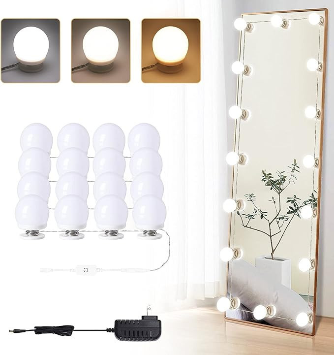 Vanity Lights for Mirror, 16 LED Bulbs Hollywood Makeup Lights, 3 Color Modes, Dimmable Brightnes... | Amazon (US)