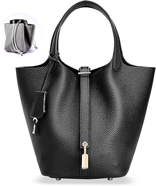 Designer Leather Bucket Bags for Women: Trendy Genuine Leather Tote Purses - Luxury Satchel Top-H... | Amazon (US)