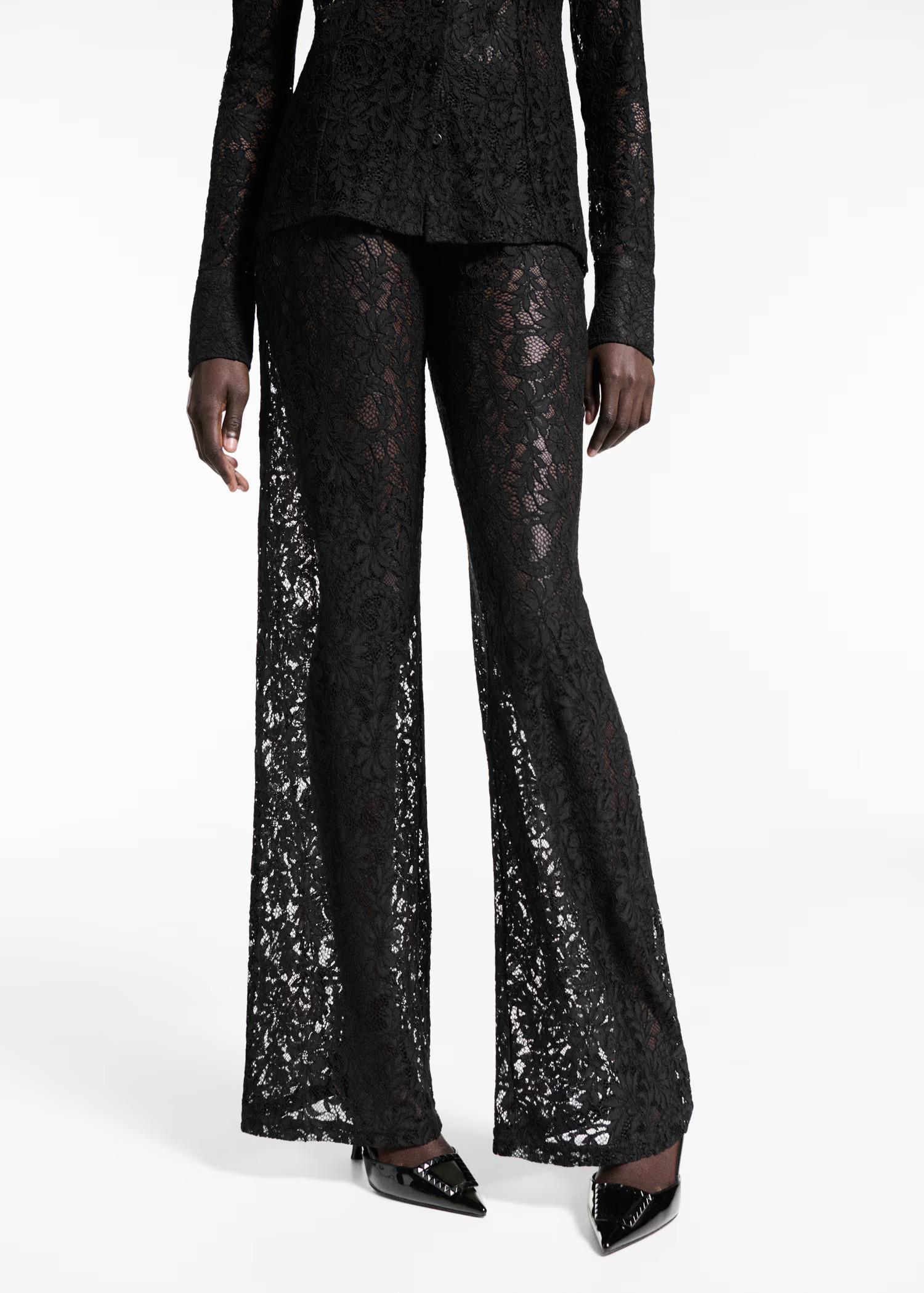 Wideleg lace trousers - Women | MANGO USA | Mango (US/MX/AU)