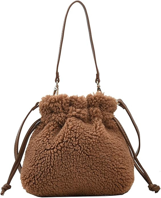 Fluffy Purse, Faux Fur Purses for Women Furry Crossbody Bucket Bags Fuzzy Shoulder Tote Bag | Amazon (US)