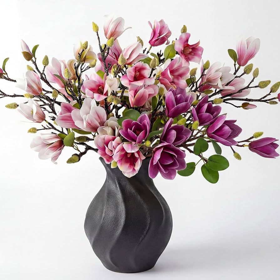 Janinka 8 Pcs Artificial Magnolia Flowers Stem for Spring Decoration Faux Fake Flora Stems Beauti... | Amazon (US)