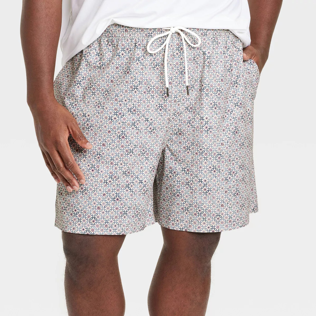 Men's 7" Swim Shorts with Boxer Brief Liner - Goodfellow & Co Cream XL | Target