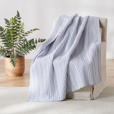 Tobago Stripe Blue Quilted Throw - Levtex Home | Target