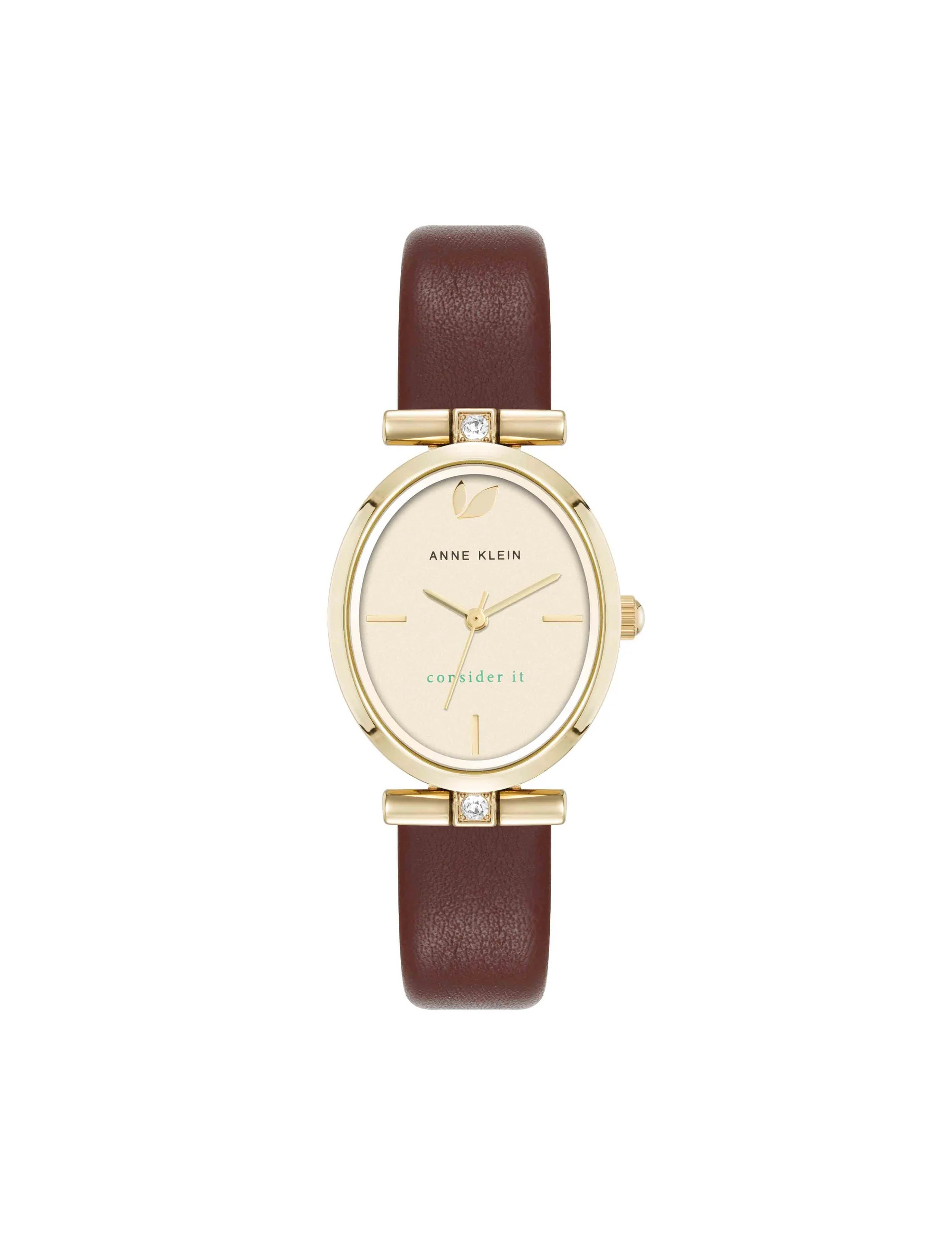 Consider It Oval Case Leather Watch | Anne Klein