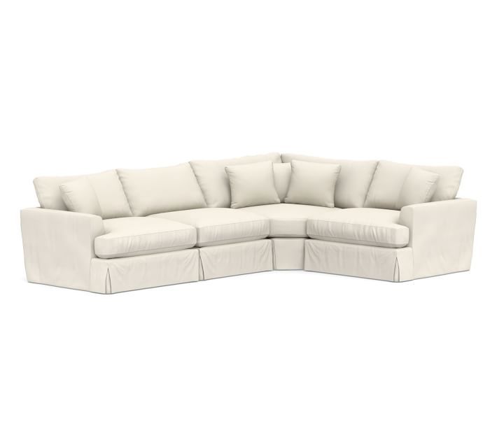 Sullivan Fin Arm Deep Seat Slipcovered 4-Piece Reversible Sectional with Wedge | Pottery Barn (US)