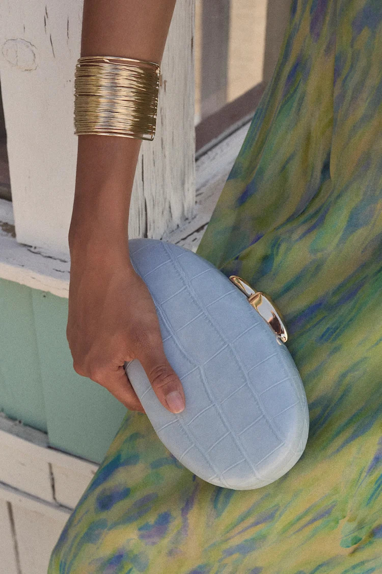 Dario Light Blue Asymmetrical Crossbody Clutch | Lulus