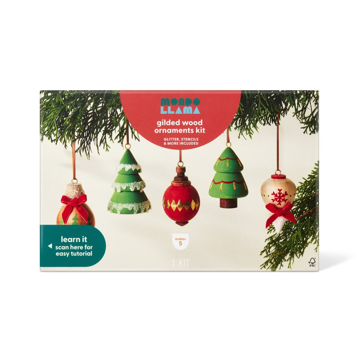 Christmas Craft 5ct Wood Turned Ornament Painting Kit - Mondo Llama™ | Target