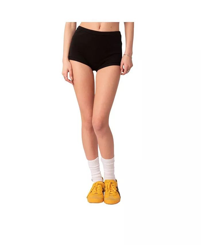 Women's High-Waist Ribbed Mini Shorts | Macy's