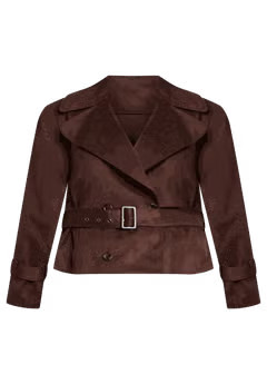 Cropped Faux Suede Trench Jacket | Eloquii