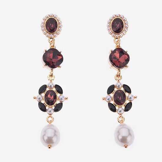 new!Bijoux Bar Gold Tone Womens Simulated Pearl Drop Earrings | JCPenney