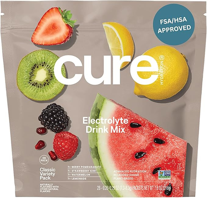 Cure Hydration | Plant-Based Electrolyte Drink Mix | No Added Sugar | FSA-HSA | Dehydration Relie... | Amazon (US)