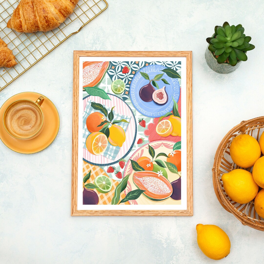 Still Life Fruit Print Kitchen Prints Art for Kitchen Art - Etsy | Etsy (US)